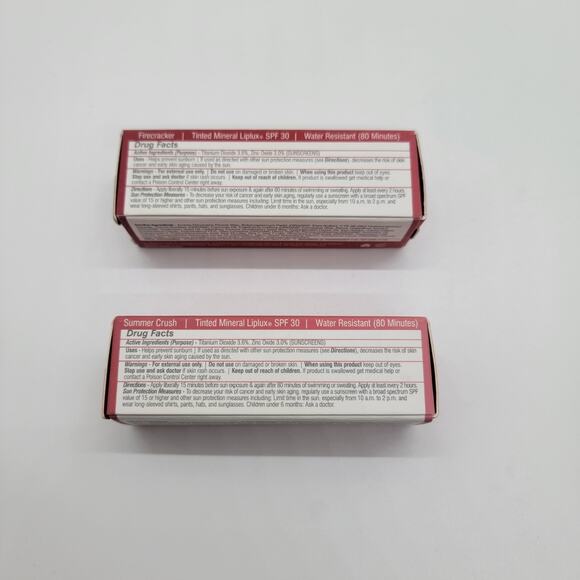 Two COOLA Mineral Liplux SPF 30 Firecracker & Summer Crush Tinted Lip Balm Vegan - Picture 4 of 10